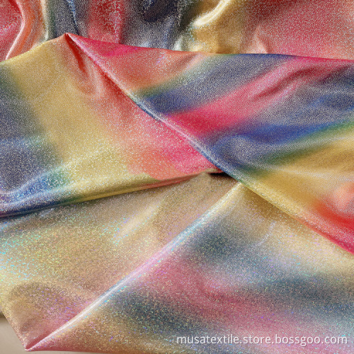 Iridescent Rainbow Metallic Glitter Shiny Hologram Fabric